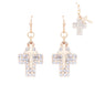 Gold Rhinestone Layered 1" Cross Earring