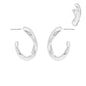 Textured Oval Silver Hoop 1.25" Earring