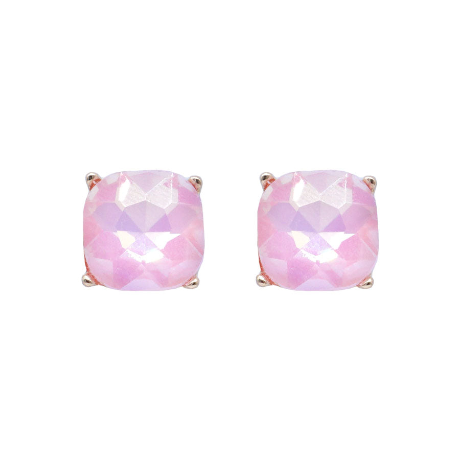 Pink Crystal with Gold Stud  Earring