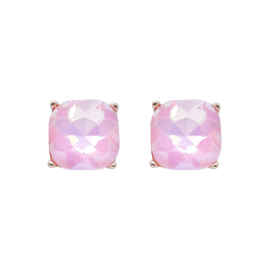 Pink Crystal with Gold Stud  Earring