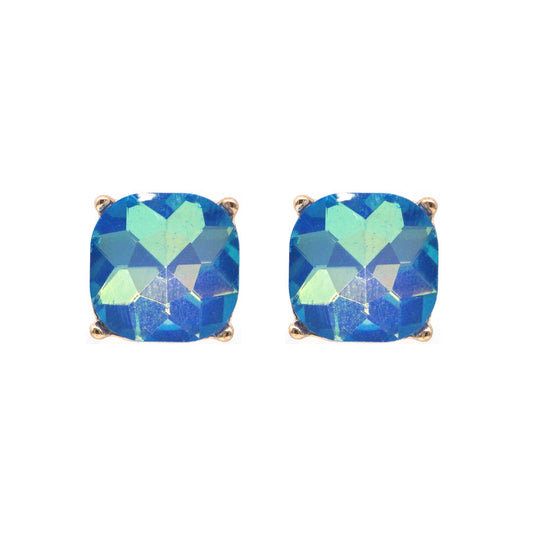 Blue Crystal with Gold Stud  Earring