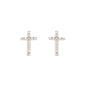 Silver Rhinestone .5" Cross Stud Earring