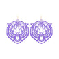 Purple Thin Tiger Metal 2" Drop Earring