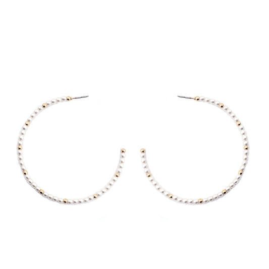 Pearl Beaded and Gold 2" Earring