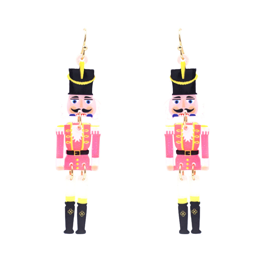 Pink Acrylic Nutcracker 2.5" Drop Earring