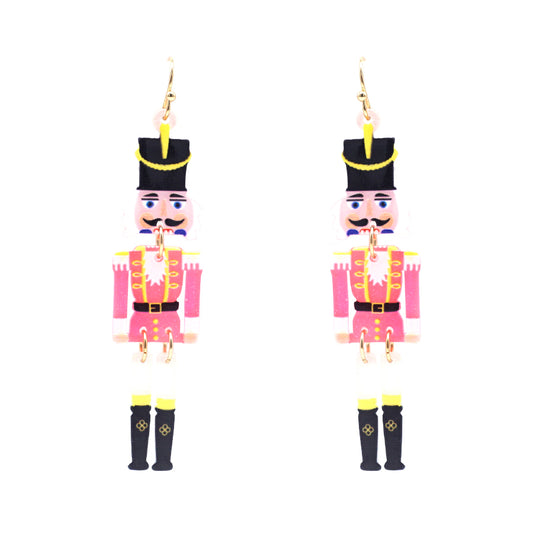 Pink Acrylic Nutcracker 2.5" Drop Earring