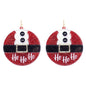 Red Acrylic "HO,HO,HO" Circle 1.5" Earring