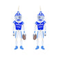 Blue and White Gameday Football Player 2.75" Earring with Movement