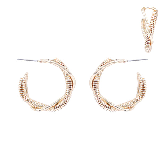 Gold Double Layered Textured 1.5" Earring