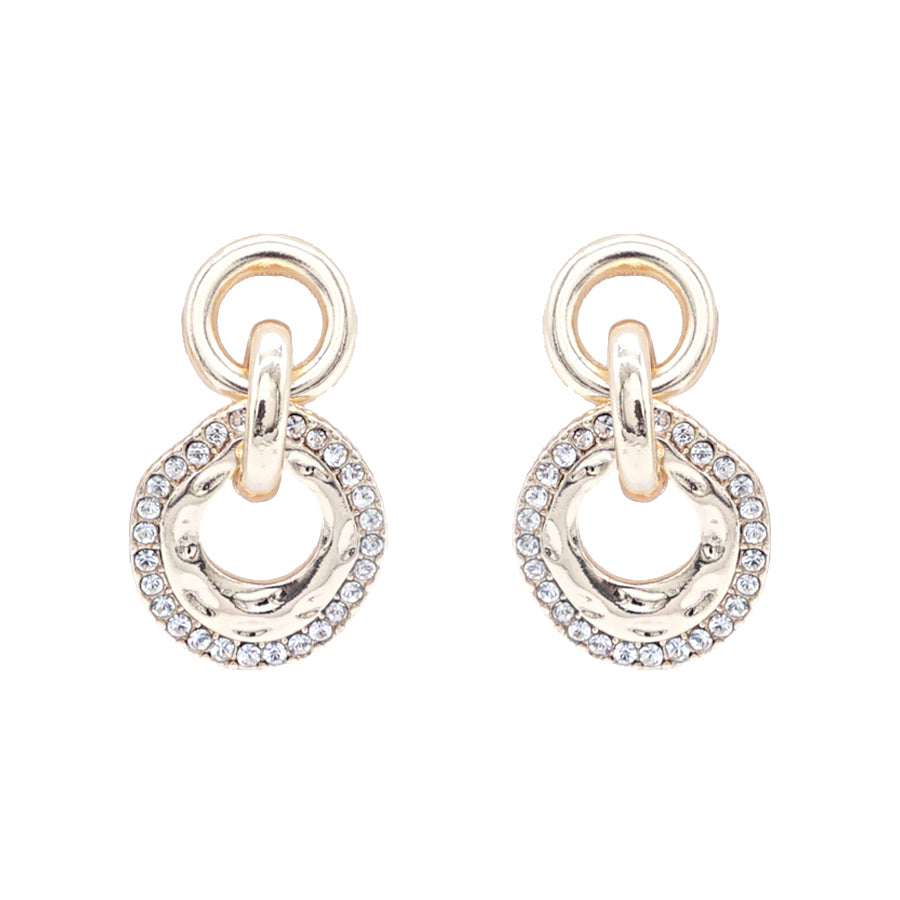Gold Textured Layered Circle 1.5" Earring
