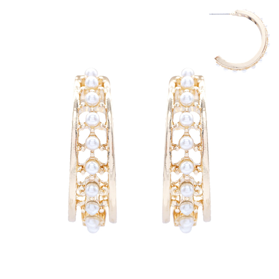 Gold Textured 1.35" Hoop Earring