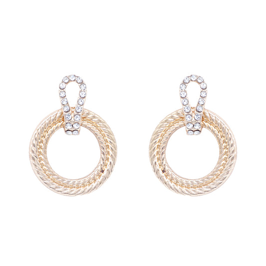 Gold Textured Circle 1.25" Hoop Earring