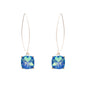 Blue Crystal with Gold Fishhook 2" Earring