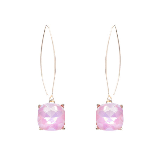 Pink Crystal with Gold Fishhook 2" Earring