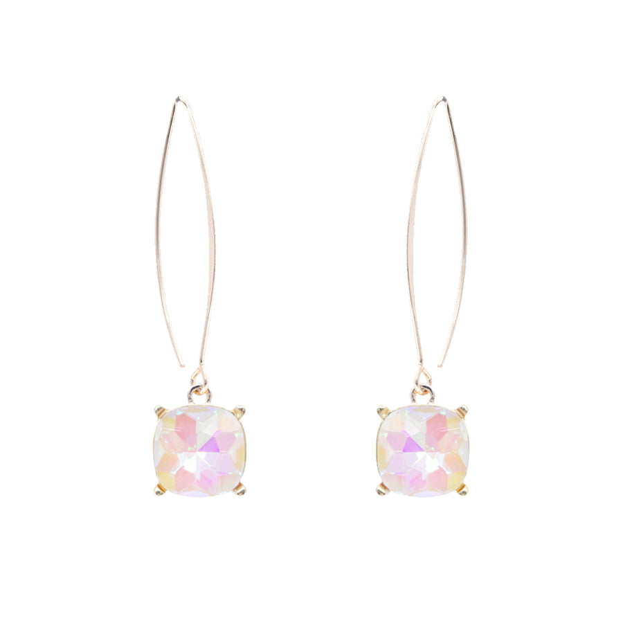 AB Crystal with Gold Fishhook 2" Earring