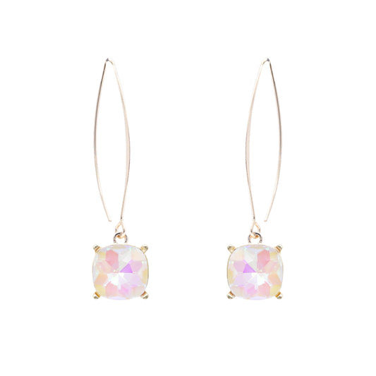 AB Crystal with Gold Fishhook 2" Earring