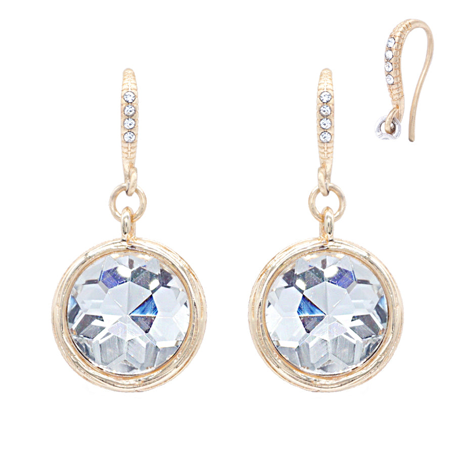 Clear Rhinestone and Gold Fishhook 1" Earring