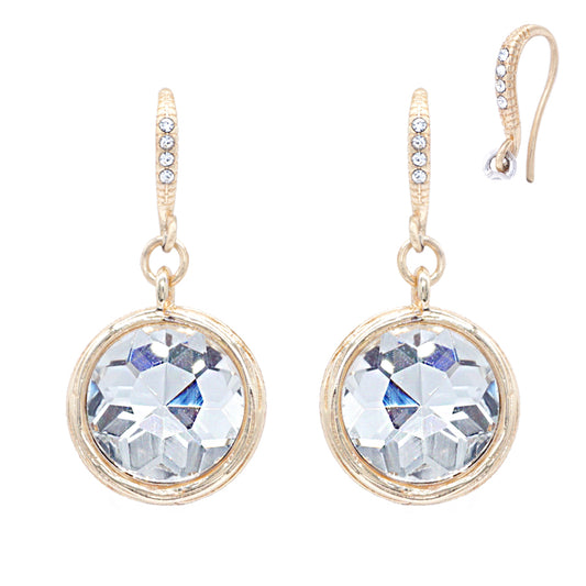 Clear Rhinestone and Gold Fishhook 1" Earring