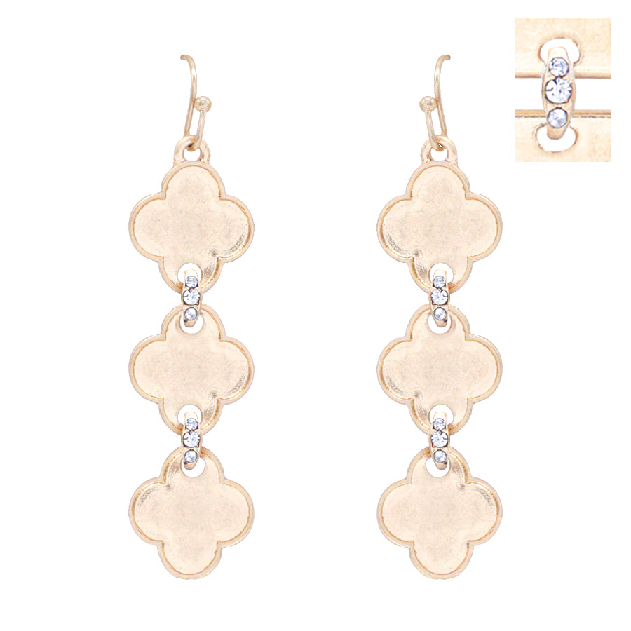 Hammered Gold Clover Triple Drop Earring
