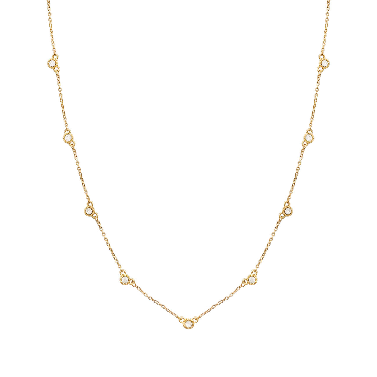 Gold Chain with Clear Circle Accents 16"-18" Necklace