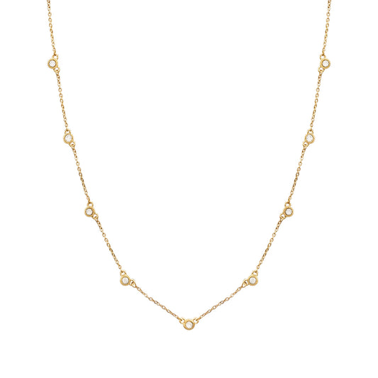 Gold Chain with Clear Circle Accents 16"-18" Necklace