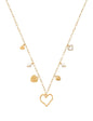 Gold Heart Multi Charm 16"-18" Necklace