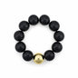 Black 16MM Beaded with Gold Accent Ball Stretch Bracelets