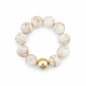 Natural 16MM Beaded with Gold Accent Ball Stretch Bracelets