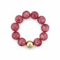 Pink 16MM Beaded with Gold Accent Ball Stretch Bracelets
