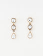 Triple Drop Crystal and Gold Geometric 2" Earring
