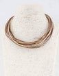 Brown Leather and Gold Cords 16"-18" Necklace