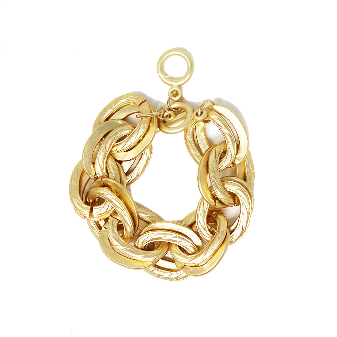 Thick Multi Chain Matte Gold Oval with Toggle Bracelet