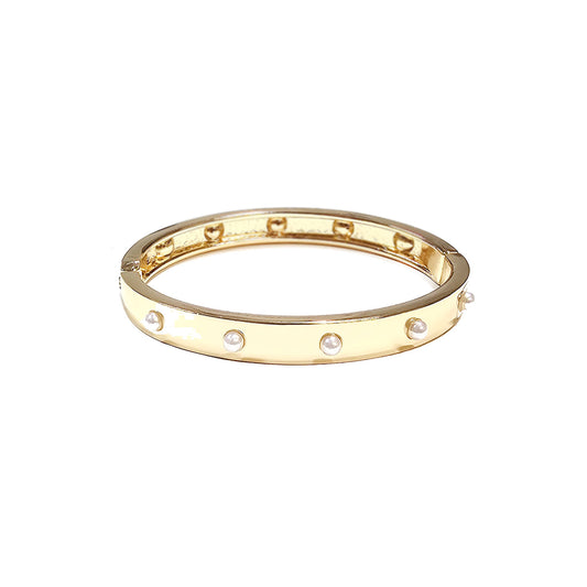 Gold Bangle with Crystal Studded Accents