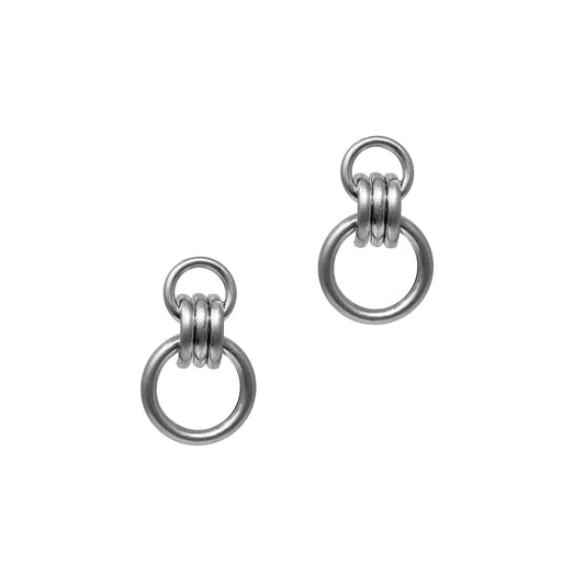 Silver Open Double Ring .5" Stud Earring
