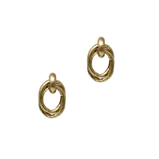 Gold Wrapped Open Stud .5" Earring