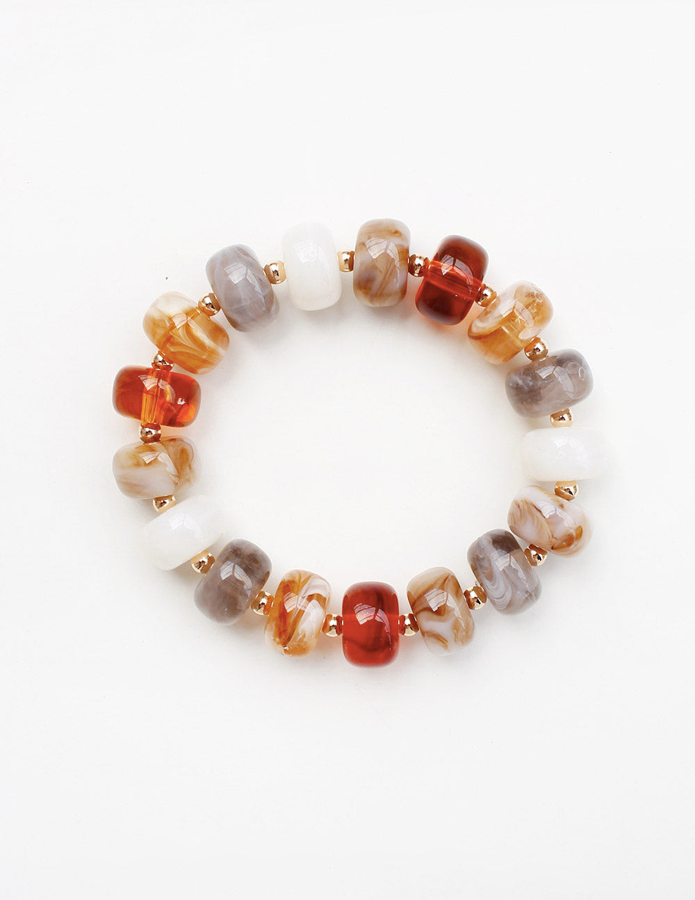 Brown Multi Acrylic Oval Beaded Stretch Bracelet