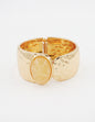 Gold Large Hinged Bangle with Natural Acrylic Accent