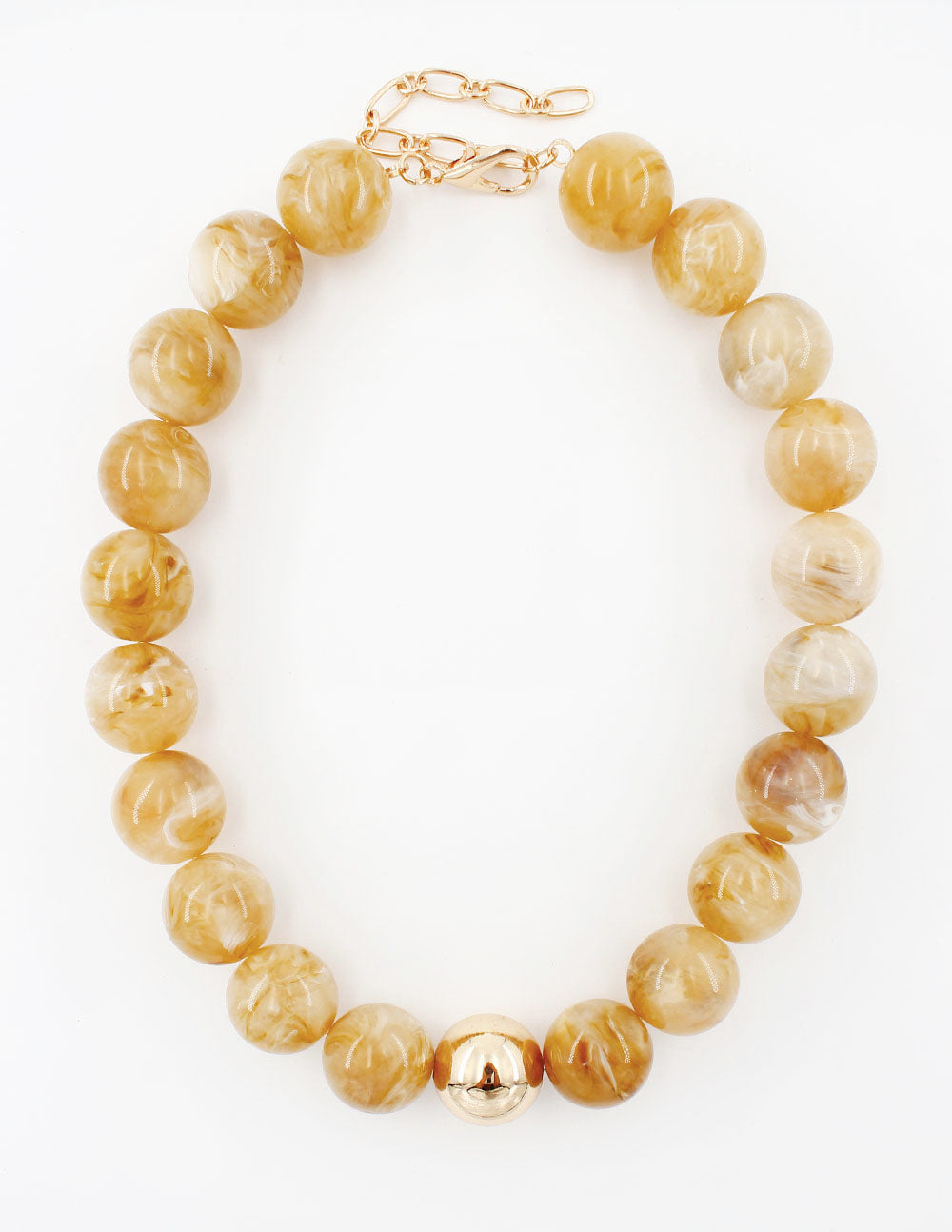 Natural 14MM with Gold Ball Accent 16"-18" Necklace