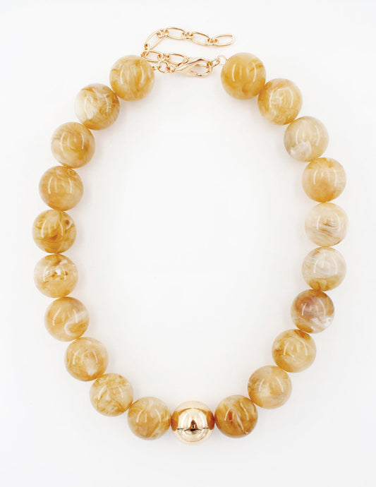Natural 14MM with Gold Ball Accent 16"-18" Necklace