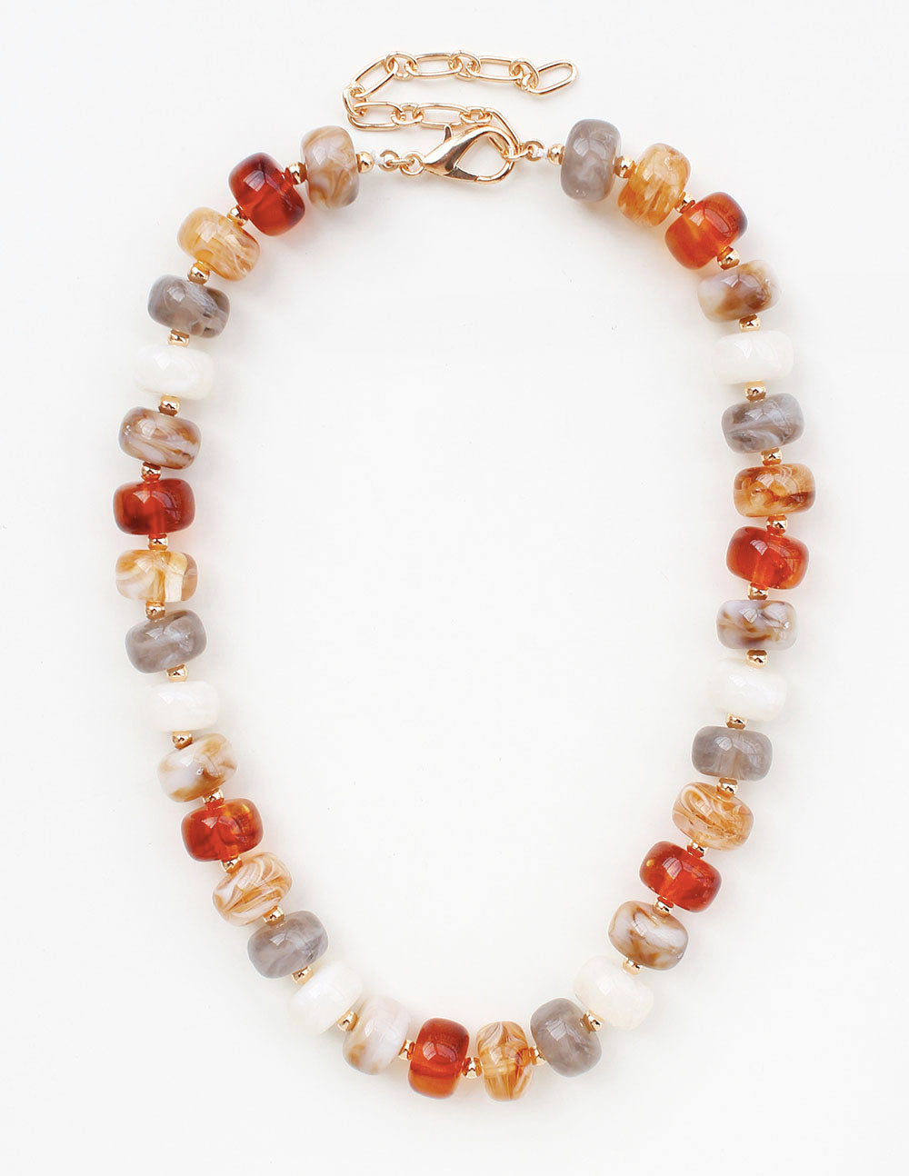 Brown Multi Large Oval Acrylic Beaded 16"-18" Necklace