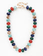 Navy Multi Large Oval Acrylic Beaded 16"-18" Necklace