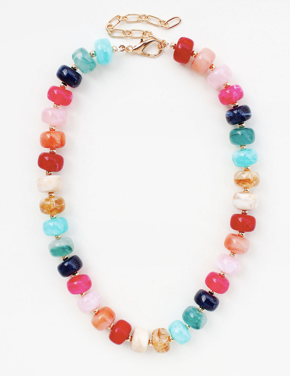 Bright Multi Large Oval Acrylic Beaded 16"-18" Necklace