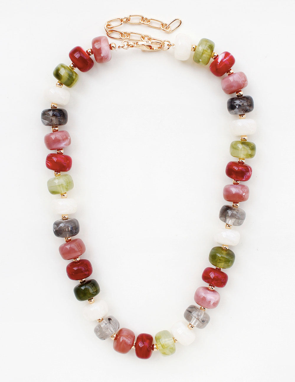 Dark Multi Large Oval Acrylic Beaded 16"-18" Necklace