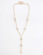 Gold Chain with Open Clear Crystal Oval Y Drop Necklace