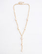 Gold Chain with Pearl Oval Y Drop Necklace