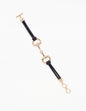 Black Leather Cord Bracelet with Gold Horse Bit Accents Toggle Bracelet
