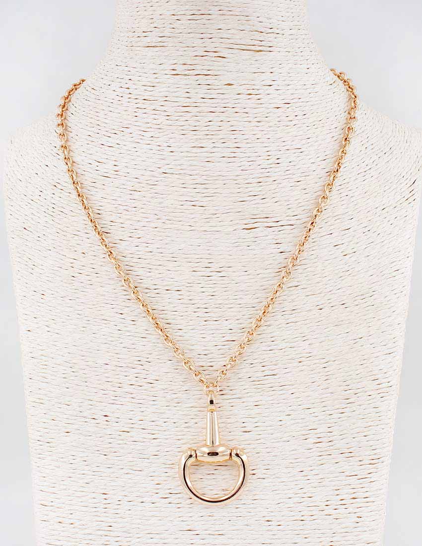 Gold Chain with Gold Horsebit Charm 16"-18" Necklace