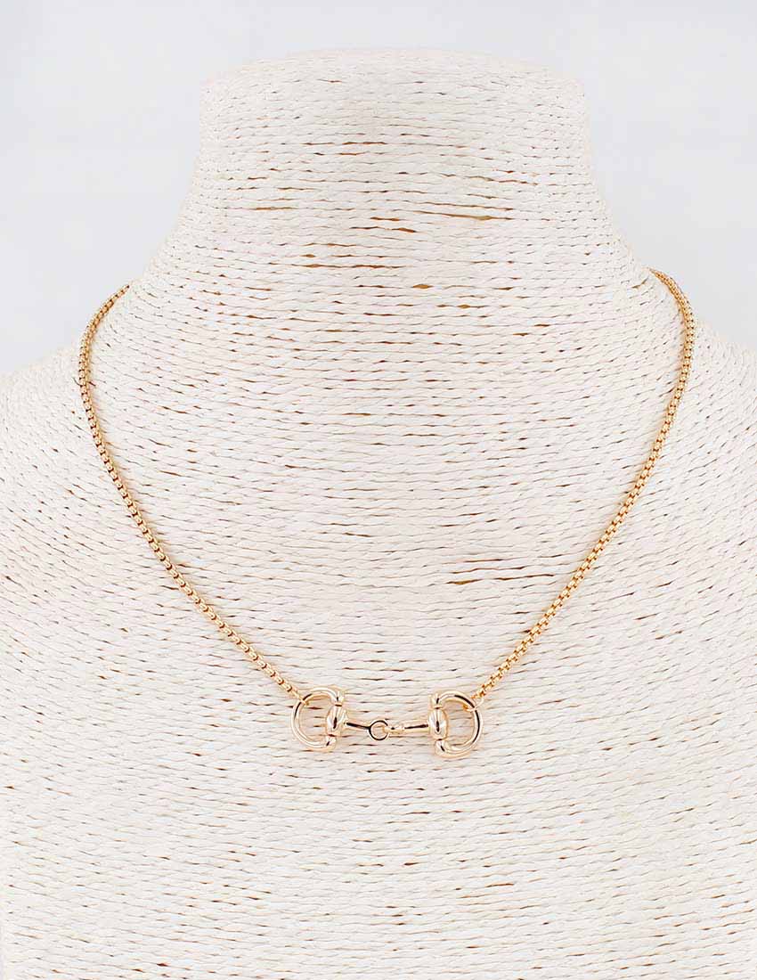 Gold Chain 16"-18" Necklace with Horse Bit Accent