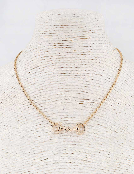 Gold Chain 16"-18" Necklace with Horse Bit Accent