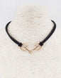 Black Leather Rope with Gold Horse Bit 16"-18" Necklace